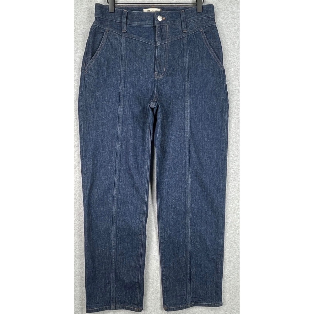 Madewell Retro Perfect Vintage Straight Mom Jean DarkIndigo Pintuck HighRise 27